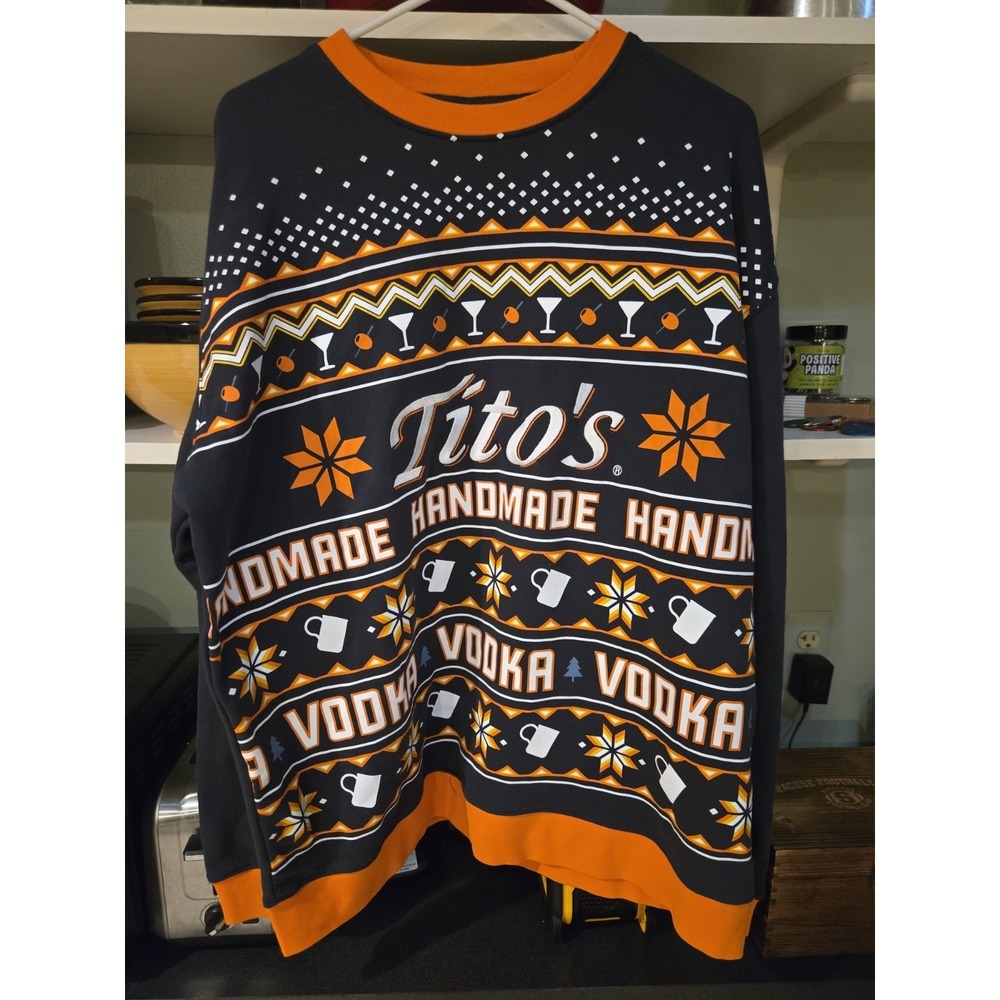 Tito's Handmade Vodka Ugly Christmas Sweater Sweatshirt XL Holiday Martini Bar